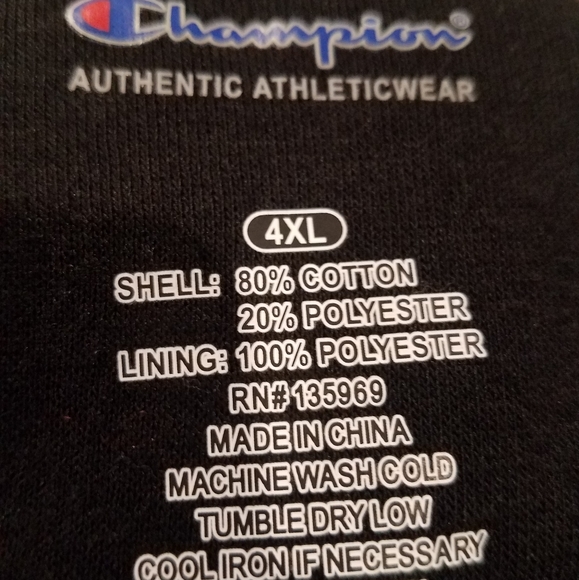 Champion Big & Tall Black Zip-Up Hoodie Sz 4XL - Picture 8 of 9